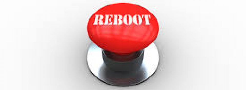 red button with the words reboot on the top